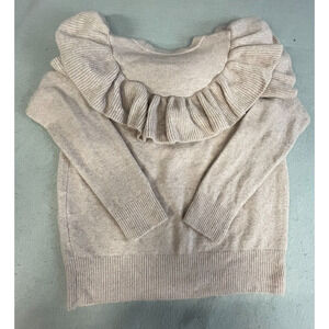 Madewell soft ruffle yoke sweater cozy pale pink SMALL feminine ethereal preppy